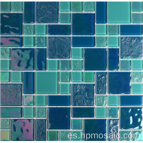 Azulejos de mosaico de vidrio azul mezclado